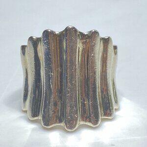 Wide Sterling Silver Statement Ring Sculpted Design Size 7 10.9g JR1128